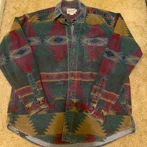 WOOLRICH Men’s Flannel Button-down Aztec Print XL